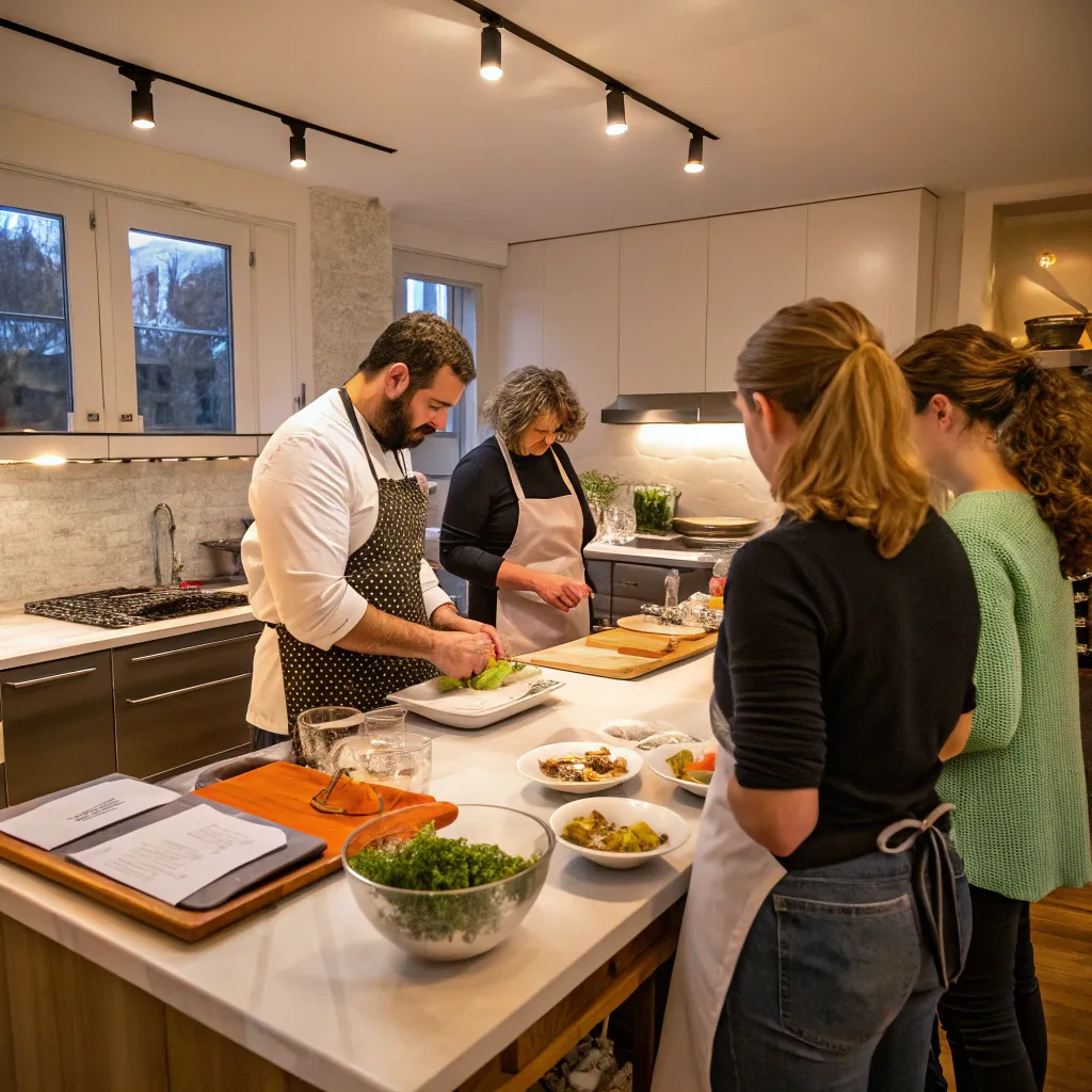 People attending a cooking class